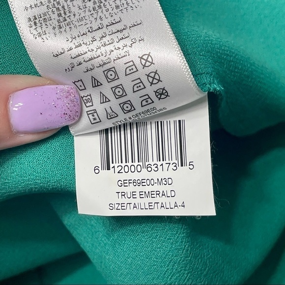 BCBGeneration Mesh Cutout Pleated Mini Party Dress Emerald Green 4 Small - Picture 11 of 12